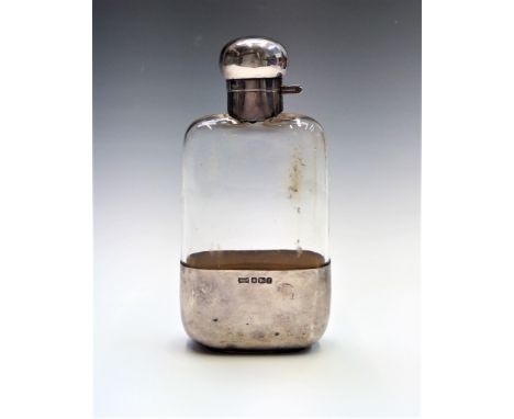 Walker and Hall silver and glass cup hipflask with cup base and plain bayonet lid Sheffield 1924 Ht 14.5cm