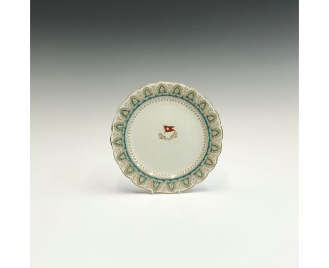 A White Star Line First Class dinner plate, printed and enamelled with the 'Gothic Arch' or 'Crown' pattern, twin registratio
