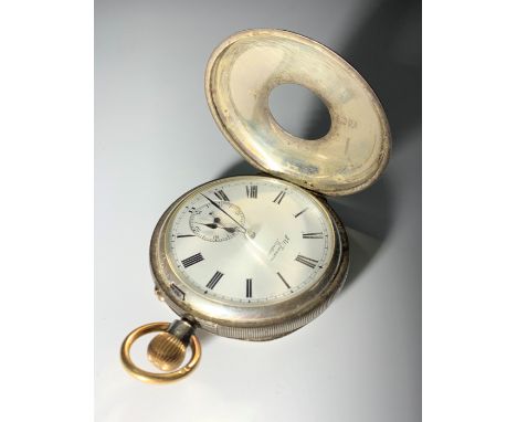 A gold and silver keyless pocket watch by Benson, 'The Field', in engine turned half hunter case hallmarked London 1911, with