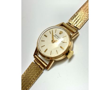 A Rolex Precision 9ct gold ladies wristwatch with manual 17 rubies movement the case hallmarked 1966 on later 9ct gold strap 