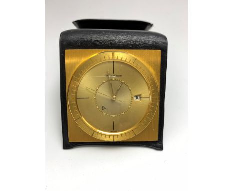 Jaeger LeCoultre Memovox pocket alarm watch in gold plated case number number 1035868 and with black leather pouchCondition r