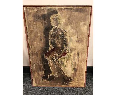Continental School : oil on canvas depicting abstract figures 