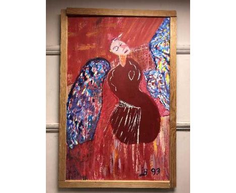 Continental School : Abstract figure, oil on board, framed.