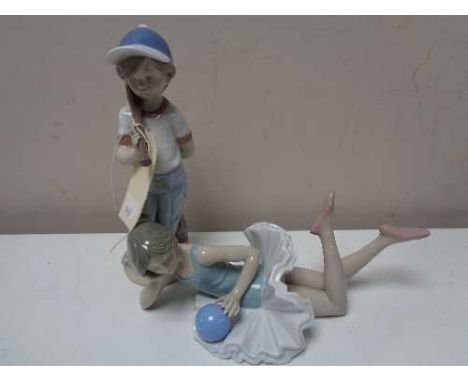 A Lladro collector's society figure - 1990 Baseball player, together with a further Nao figure of a Ballerina with ball 