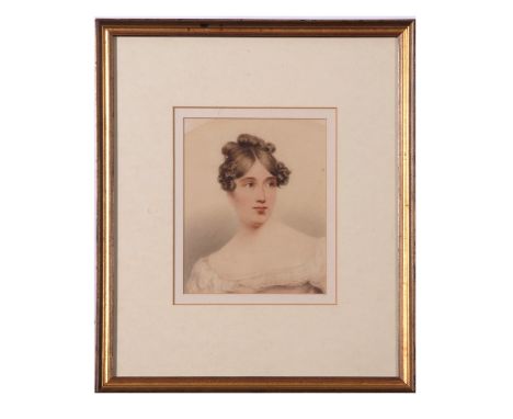Portrait of Mary Anne Smallwood, together with unframed family details and image of grave (presumably in India)