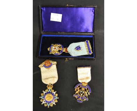 Masonic Interest - an enamelled silver and gilt medal, Royal Masonic Institution for Girls, Steward, 1905, hallmarked London 