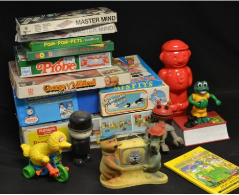 Toys and Games - a Playskool 918 Puzzeltown play set; a Tin Can Alley shooting game, Thomas the Tank Engine race game, George