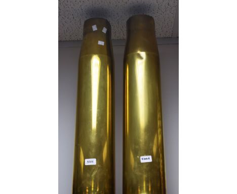 A pair of large brass ammunition 100 WWII shells, 70cm, originally from HMS Westminster 