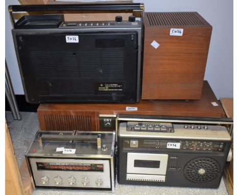 Radios - a vintage HMV solid state stereo radio and speaker mod 2152; others portable including Ekco 325, JVC 8805E; Prinzsou