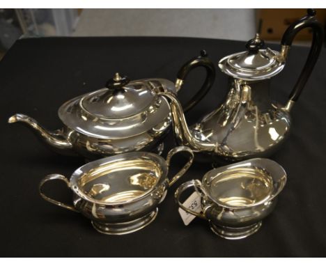 A silver plated tea and coffee service including tea pot, coffee pot, sugar bowl, milk jug 