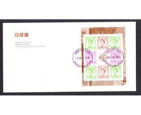 1998 Definitive Portrait prestige booklet label pane Royal Mail FDC with Court Post Office Buckingham Palace CDS. Unaddressed