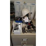 LOT: Asst. Office Supplies, Hard Hat, etc.