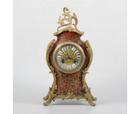 French balloon shape mantel clock, boulle work case, cylinder movement stamped Etienne Maxant Brevete, striking on a gong, 32
