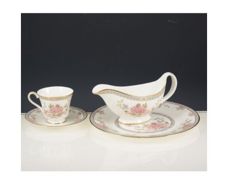 Royal Doulton 'Canton' pattern dinner service, including dinner plates, gravy boats, desert dishes, side plates, cups with sa
