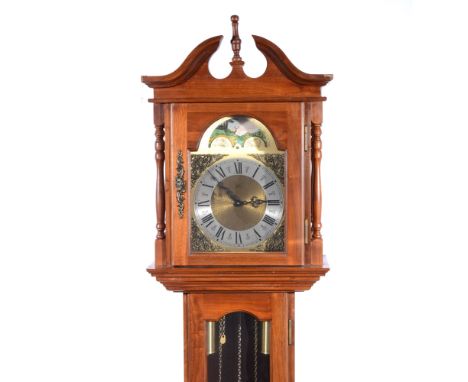 Modern longcase clock by Emperor Clock Company, Roman numerals to chapter ring, 190cm high.