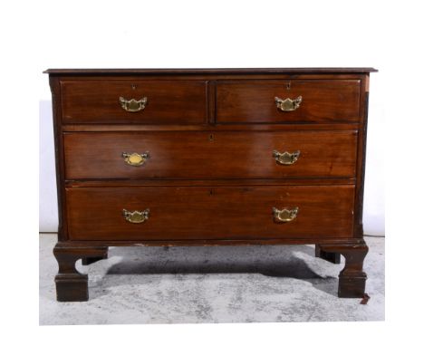 Victorian mahogany chest of drawers, rectangular top with moulded edge, two short and two long graduating drawers flanked by 