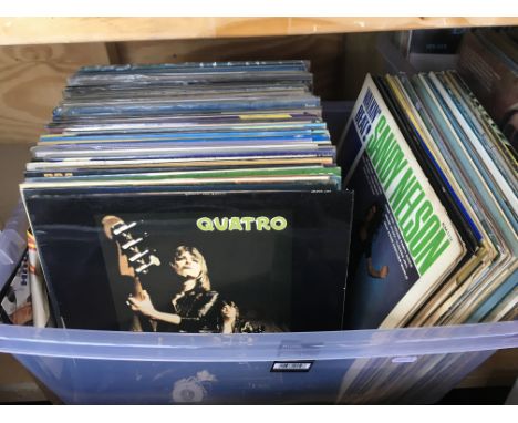 A box if approx 100 plus LPs and 12 inch singles by various artists including Sandy Nelson, Jimi Hendrix, Suzi Quattro and ot