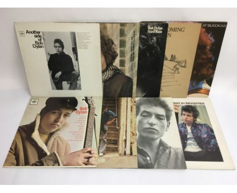 Nine Bob Dylan LPs including various ressues of his early albums.