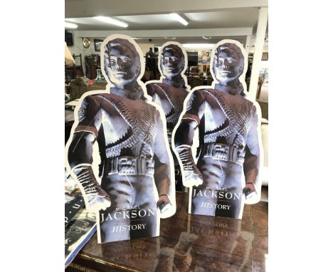 Three Michael Jackson 'History' standees (height approx 91cm) plus two posters for 'Blood On The Dance Floor' (Size approx 51