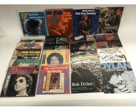 A collection of Bob Dylan 7 inch singles in picture sleeves including Japanese imports.