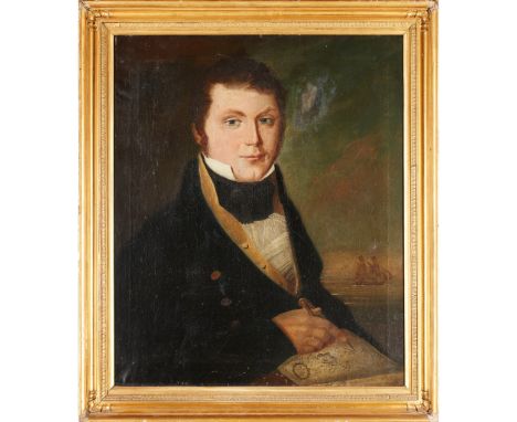 19TH CENTURY BRITISH SCHOOL HALF-LENGTH PORTRAIT OF A SEA CAPTAIN oil on canvas(72cm x 59cm (28.25in x 23.25in))