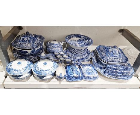 Early 20th century and later Copeland Spode Italian pattern blue and white pottery composite part-dinner service and other it