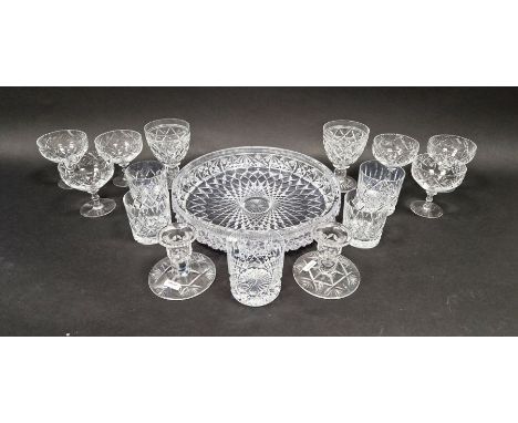 Pair of Stuart cut glass wines, a set of three Edinburgh cut glass tumblers, a pair of Stuart cut glass tumblers, a pair of S