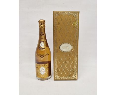 Bottle of Louis Roederer 1993 vintage Cristal champagne in fitted presentation box ( description amended from description pin
