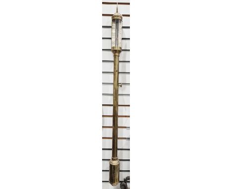 Early 20th century R. N. Desterro brass marine cistern barometer, the silvered scale with rack and pinion vernier&nbsp;