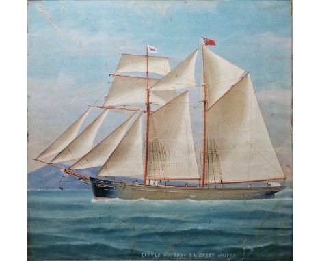 UnattributedWatercolour drawing'Little Mystery - JH Greet Master'Built 1887 a top sail schooner, cargo vessel, ,Built for Joh