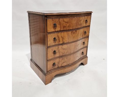 Reproduction walnut chest&nbsp;of four long drawers, on bracket feet, 84 cms h x 77cm wide x 50 cms