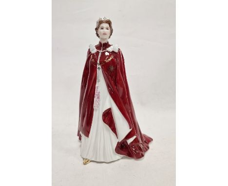 Royal Worcester figure of the Queen, circa 2006, printed gilt marks, made in celebration of the Queen's 80th birthday, dresse
