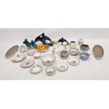 Collection of Poole pottery, printed and impressed marks, including a Delphis pattern orange brown