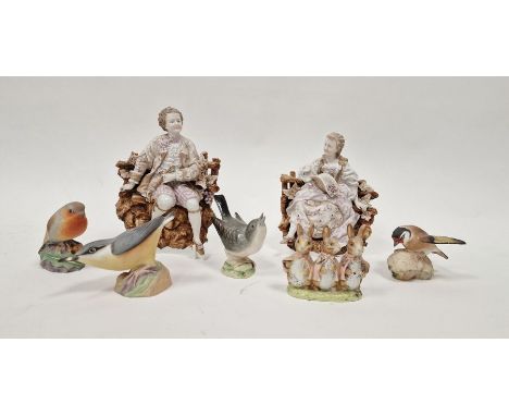 Pair of late 19th century Continental porcelain figural wall plaques modelled as a gentleman musician and companion before vi