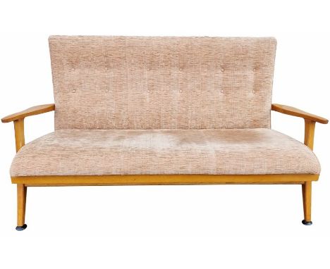 1960's Eric Rice (member of the Guild of Gloucestershire Craftsmen) oak upholstered three-piece suite&nbsp;to include open ar