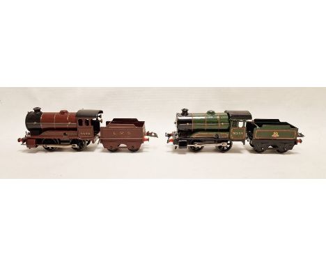 Hornby clockwork 'O' gauge LMS 0-4-0 tank locomotive 5600 with 4 wheel tender together with a Hornby clockwork 'O' gague 0-4-