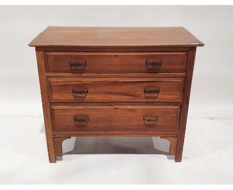 20th century walnut chest of three long drawers on bracket supports 78 x 91 x49 cms&nbsp;