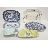 Spode pottery blue and white Italian pattern canted rectangular tureen and cover, 34cm wide, two