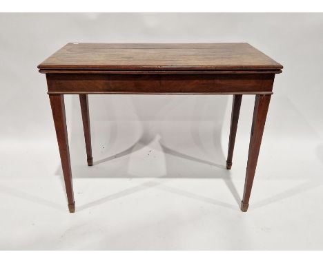 Mahogany foldover top card table&nbsp;with D-mould edge, having concertina action opening to 91cm square approx. 73 h x 45 cm