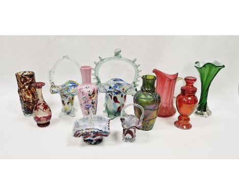 Early 20th century Pallme-Konig Austrian iridescent&nbsp;glass vase&nbsp;with trail decoration, 21.5cm high, a Mdina glass va