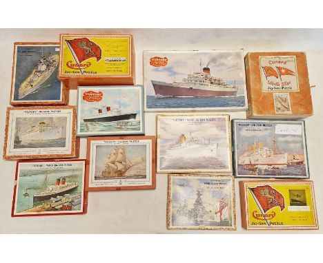 Quantity of vintage puzzles,&nbsp;Cunard White Star jigsaw puzzle,&nbsp;Victory jigsaw puzzle, other puzzles, etc (1 box)&nbs