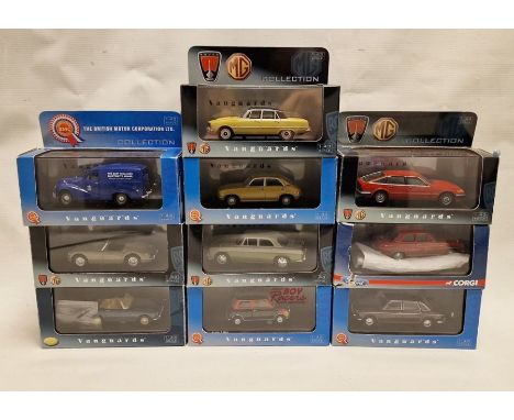 Quantity of Vanguards 1:43 scale diecast model cars&nbsp;to include VA09002 Rover SD1 Taraga red, VA06500 Rover 3500 VB almon