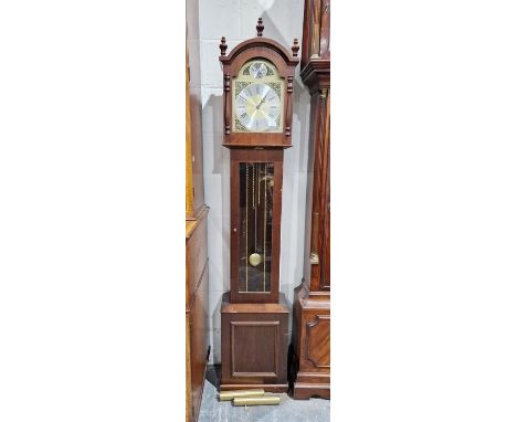 Late 20th century grandmother clock with broken arch dial and glazed door to trunk, 177cm