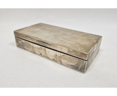 1930's silver-mounted rectangular cigarette box, Birmingham 1934, engine-turned (worn), 17cm x 4cm 