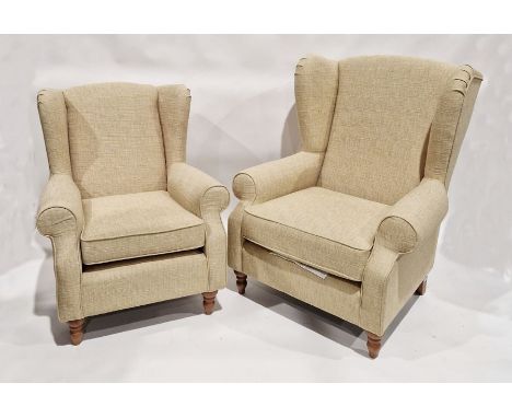 ' Next' pale yellow upholstered two-seater sofa and two matching armchairs (3)&nbsp;