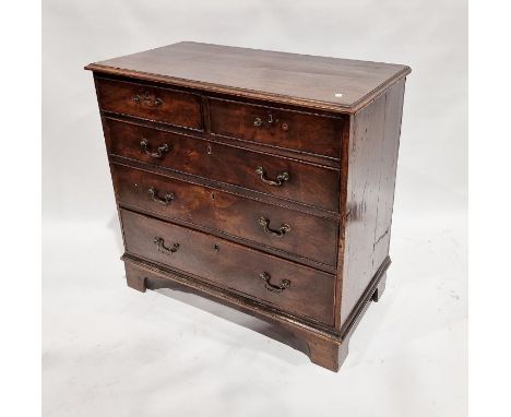 19th century mahogany chest of two short and three long drawers, on bracket feet, swan neck handles, H. 89.5 x W. 94 x D. 49.