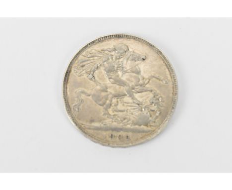 United Kingdom - Edward VII (1901-1910), Crown, dated 1902, uncrowned portrait of King Edward VII, right, ./. , St George and