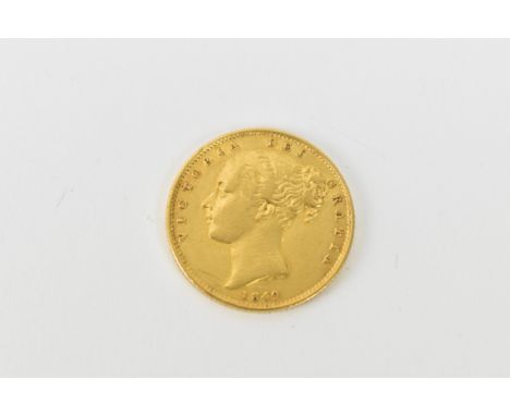 United Kingdom - Victoria (1837-1901), Shield Back Sovereign, dated 1849, young uncrowned portrait of Queen Victoria, left, .