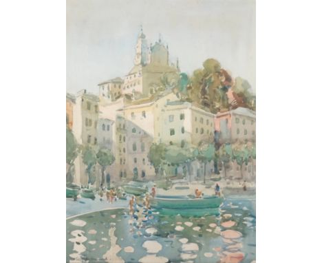 Arthur Henry Knighton Hammond (1876-1970), harbour scene, possibly in the Gulf of Genoa, Italy, watercolour, signed lower lef