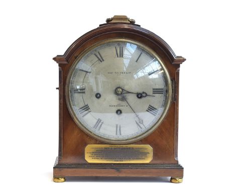A Regency domed mahogany pad-top bracket clock, the silvered dial signed 'Chas Packer &amp; Co Ltd, 76 &amp; 79 Regent Street